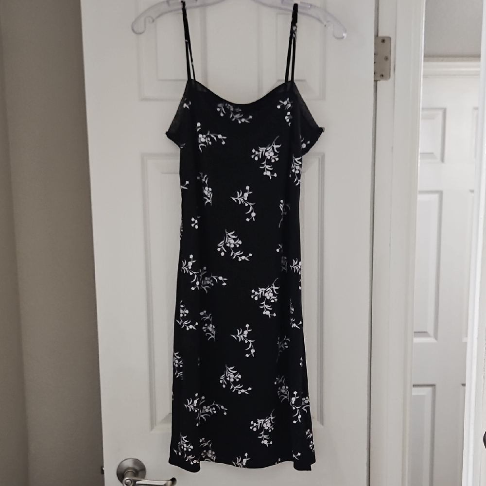 Black and White Floral Midi Dress